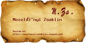 Mozolányi Zsaklin névjegykártya